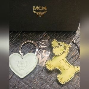 MCM Mint Heart and Yellow Dog Bag Charm